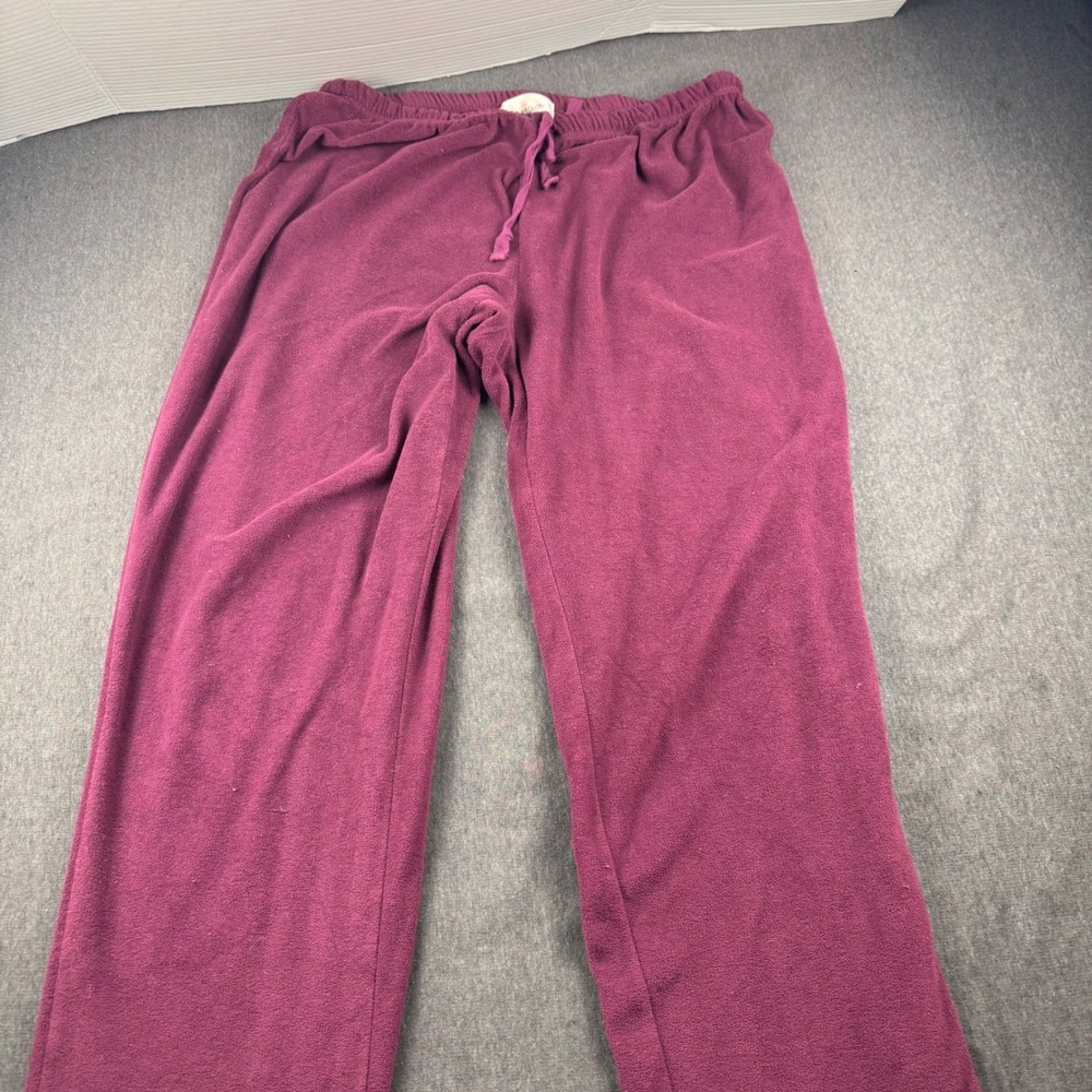 Cuddl Duds Fleece Pajama Pants‎ Womens Medium Burgundy Drawstring Lounge wear